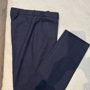 Hugo Boss blue check lightweight wool trousers.